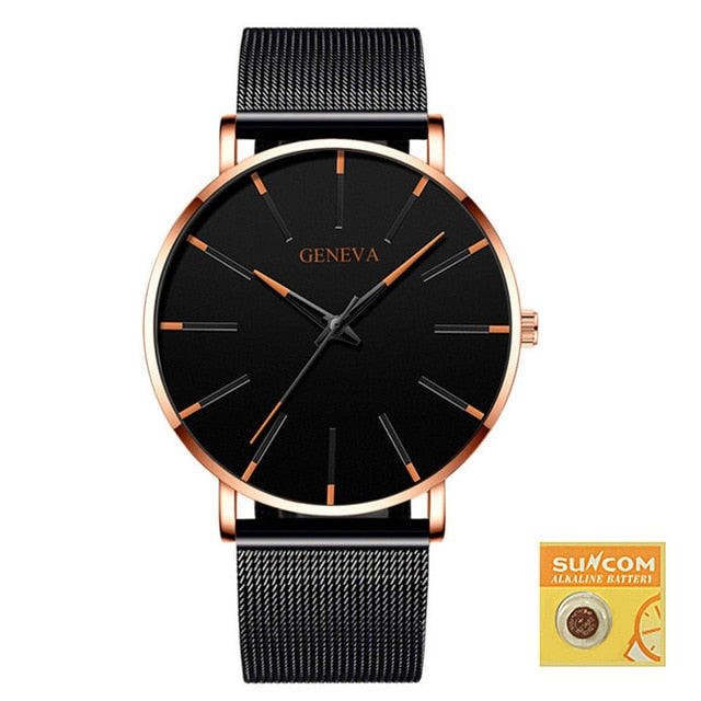 Relogio Masculino Watches Men Fashion Sport Stainless Steel Case Leather Band Watch Quartz Business Wristwatch Reloj Hombre-Men Watch