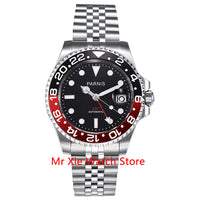 Parnis 40mm Automatic Mechanical GMT Watch Men Luxury Brand Ceramic Bezel Luminous Waterproof Sapphire Calendar Wristwatch Men-Men Watch