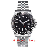 Parnis 40mm Automatic Mechanical GMT Watch Men Luxury Brand Ceramic Bezel Luminous Waterproof Sapphire Calendar Wristwatch Men-Men Watch