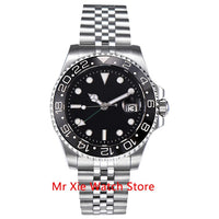 Parnis 40mm Automatic Mechanical GMT Watch Men Luxury Brand Ceramic Bezel Luminous Waterproof Sapphire Calendar Wristwatch Men-Men Watch