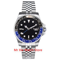 Parnis 40mm Automatic Mechanical GMT Watch Men Luxury Brand Ceramic Bezel Luminous Waterproof Sapphire Calendar Wristwatch Men-Men Watch