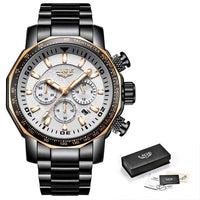 LIGE Silver White Mens Watches Top Brand Luxury Watch Waterproof Military Sports Watch Men Full Steel Quartz Clock Reloj Hombre-Sports watch