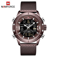 NAVIFORCE Luxury Brand Stainless Steel Sports Men's Watches Analog Digital Watches Men Digital Waterproof Men Watch Sport 9153-Sports watch