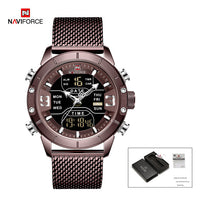 NAVIFORCE Luxury Brand Stainless Steel Sports Men's Watches Analog Digital Watches Men Digital Waterproof Men Watch Sport 9153-Sports watch