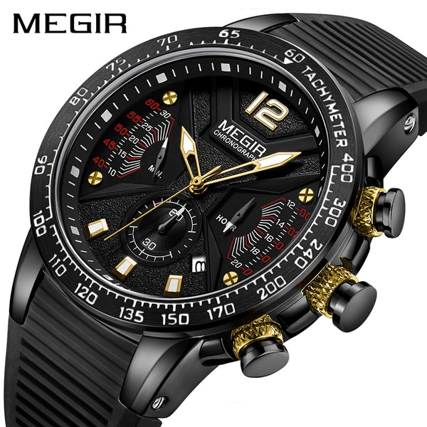 Mens Watches Top Brand Luxury MEGIR Sports Watch for Men Chronograph Waterproof Wristwatches Hour Reloj Hombre Horloges Mannen-Sports watch