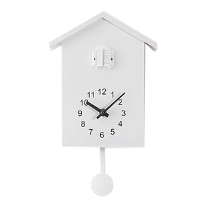 Cuckoo Clock Wall Clock- Movement Chalet-Style , Minimalist Modern Design White-Wall clock