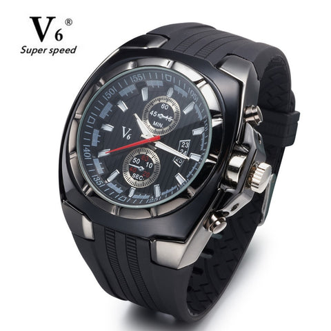 Hot V6 Watch Big Round Dial Black Silicone Quartz Analog Design Men Sport Watch male sports Wristwatch 3 colors mascuion relojes-Sports watch