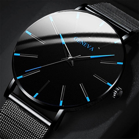 Relogio Masculino Watches Men Fashion Sport Stainless Steel Case Leather Band Watch Quartz Business Wristwatch Reloj Hombre-Men Watch