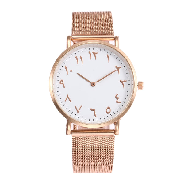 Fashion Design Arabic Watch Women Watches Luxury Rose Gold Stainless Steel Quartz Wristwatch Ladies Watches Clock Montre Femme-Women Watch