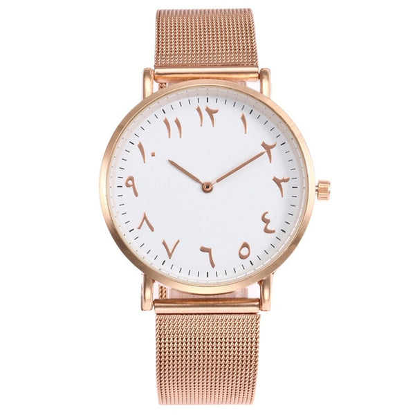 Fashion Design Arabic Watch Women Watches Luxury Rose Gold Stainless Steel Quartz Wristwatch Ladies Watches Clock Montre Femme-Women Watch