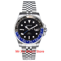 Parnis 40mm Automatic Mechanical GMT Watch Men Luxury Brand Ceramic Bezel Luminous Waterproof Sapphire Calendar Wristwatch Men-Men Watch