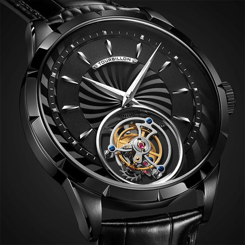 Guanqin Real Tourbillon watch Men Skeleton Mechanical Watch 2019 Top Brand Luxury Waterproof Business Clock Reloj hombres-Men Watch