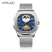 KARUNO Men Watches Mechanical Watch for Men's Fashion Automatic Watch Men Moon Phase Square Leather Watches Wristwatch Clock-Men Watch