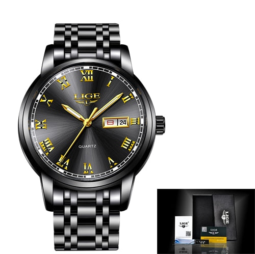 2020 New Watches Mens LIGE Top Brand Fashion Date Week Male Stainless Steel Waterproof Business Men WristWatch Relogio Masculino-Men Watch