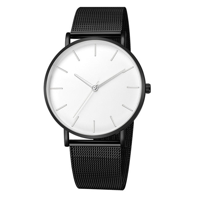 Men Watch Quartz Casual Watches Simple Metal Hour Reloj Quartz Watch Montre Mesh Stainless Steel erkek kol saati masculino clock-Men Watch