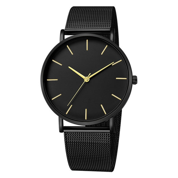 Men Watch Quartz Casual Watches Simple Metal Hour Reloj Quartz Watch Montre Mesh Stainless Steel erkek kol saati masculino clock-Men Watch