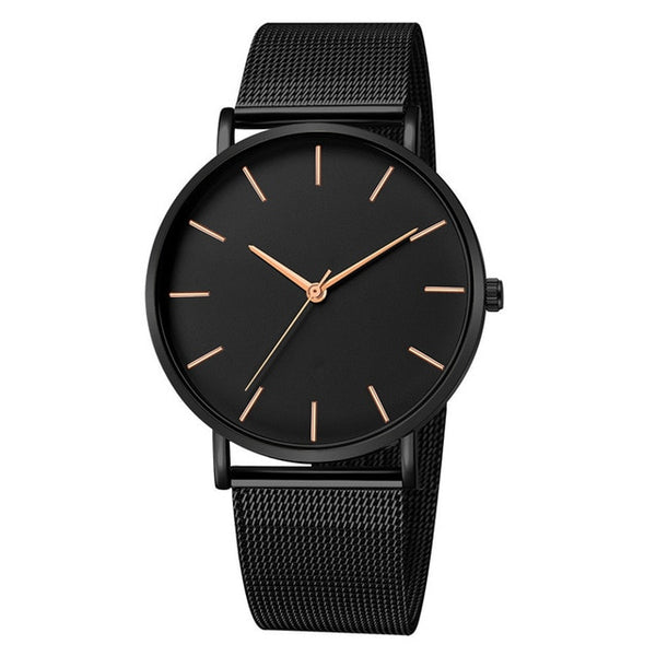 Men Watch Quartz Casual Watches Simple Metal Hour Reloj Quartz Watch Montre Mesh Stainless Steel erkek kol saati masculino clock-Men Watch