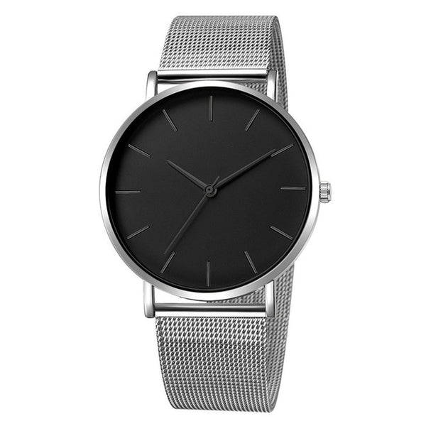 Men Watch Quartz Casual Watches Simple Metal Hour Reloj Quartz Watch Montre Mesh Stainless Steel erkek kol saati masculino clock-Men Watch