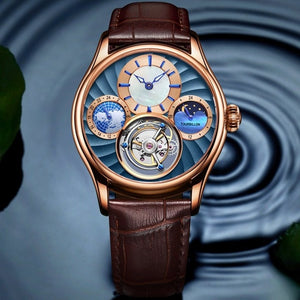 Guanqin Tourbillon Mechanical Watch Luxury Automatic Skeleton Tourbillon Watch Men Business Three Circle Clock Reloj Hombre-Men Watch