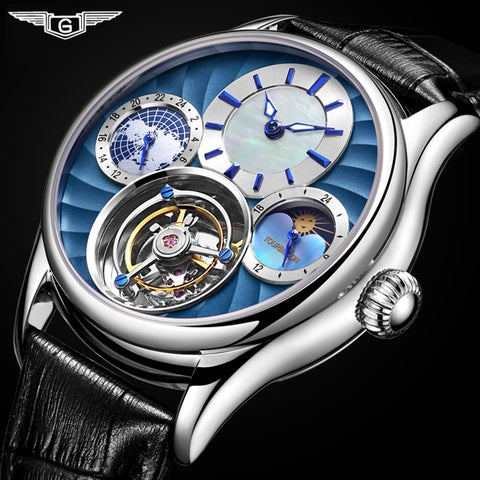 GUANQIN 2020 Real Tourbillon Mechanical Hand Wind Mens Watches Top Brand Luxury Skeleton Clock men Sapphire Relogio Masculino-Men Watch