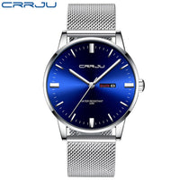 Fashion Men's Quartz Watch Business Sport Men Watches CRRJU Top Brand Luxury Full Steel Waterproof Clock Male Wristwatch-Men Watch