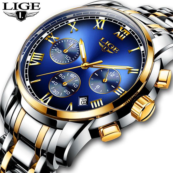 2019 New Watches Men Luxury Brand LIGE Chronograph Men Sports Watches Waterproof Full Steel Quartz Men's Watch Relogio Masculino-Sports watch