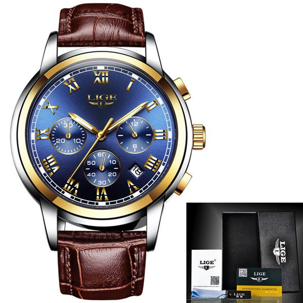 2019 New Watches Men Luxury Brand LIGE Chronograph Men Sports Watches Waterproof Full Steel Quartz Men's Watch Relogio Masculino-Sports watch