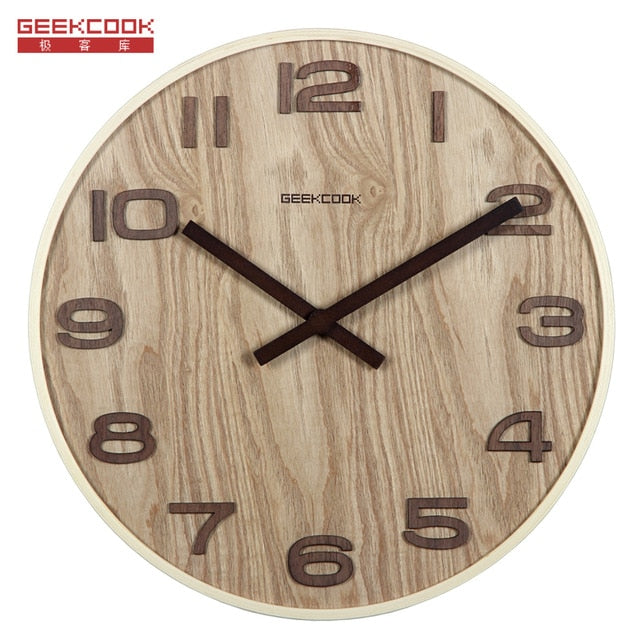 Kitchen Vintage Wall Clock Silent Wood Children Wood Wall Clocks Home Decor Mute Kids Vintage Montre Murale Wall Watch JJ60WC-Wall clock