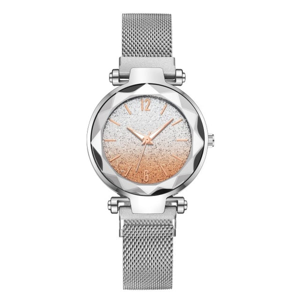 DropShipping Silver Women Watch Top Brand Luxury Magnetic Starry Sky Lady Wrist Watch Mesh Female Clock For relogio feminino-Women Watch