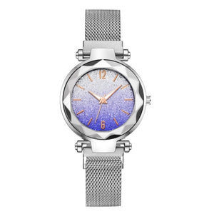 DropShipping Silver Women Watch Top Brand Luxury Magnetic Starry Sky Lady Wrist Watch Mesh Female Clock For relogio feminino-Women Watch