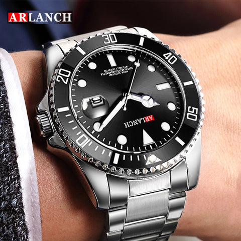 ARLANCH Fashion Mens Watches Top Brand Luxury Wristwatch Quartz Clock Black Watch Men Waterproof Sports Relogio Masculino xfcs-Sports watch