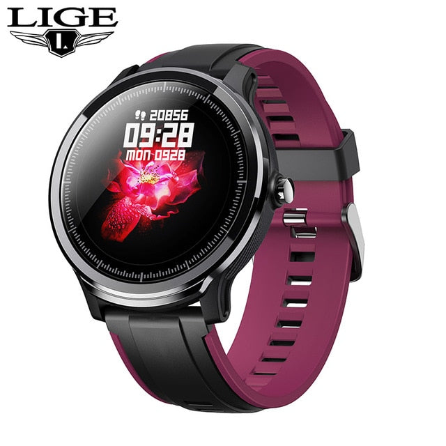 LIGE 2019 New 1.3'' Full round LCD smart watch men IP68 waterproof sport for iPhone/Android Fitness tracker smartwatch men women-Smart watch