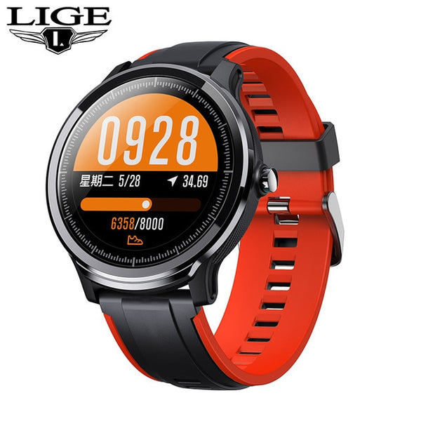 LIGE 2019 New 1.3'' Full round LCD smart watch men IP68 waterproof sport for iPhone/Android Fitness tracker smartwatch men women-Smart watch