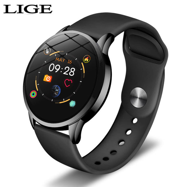 LIGE New Steel Smart Watch Men Waterproof sport For iPhone Heart rate blood pressure call Information smartwatch Fitness tracker-Smart watch