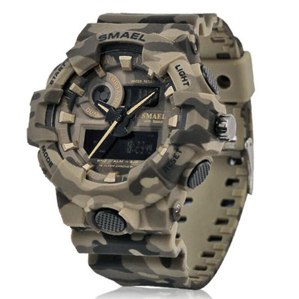 New Camouflage Military Watch Smael Watch Men Sports Watch Led Quartz Clock Men Sport Wristwatch 8001 Mens Army Watch Waterproof-Sports watch