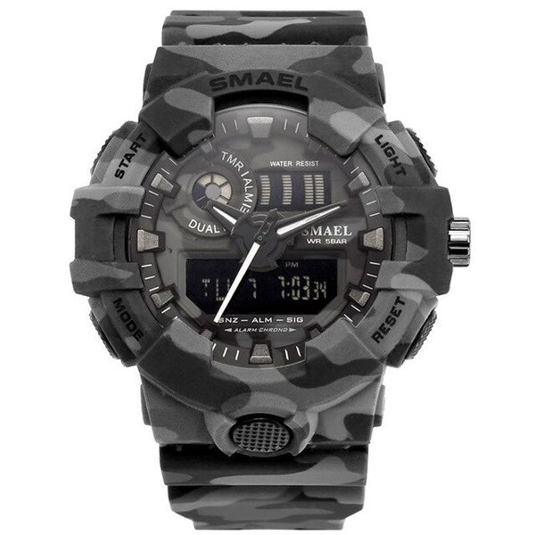 New Camouflage Military Watch Smael Watch Men Sports Watch Led Quartz Clock Men Sport Wristwatch 8001 Mens Army Watch Waterproof-Sports watch