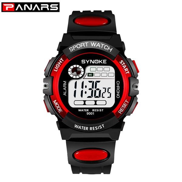 PANARS Sport Children Kids Watches Digital  Boy 3M Waterproof LED Alarm Date Sports Electronic Watch Red Relogio Masculino-Sports watch