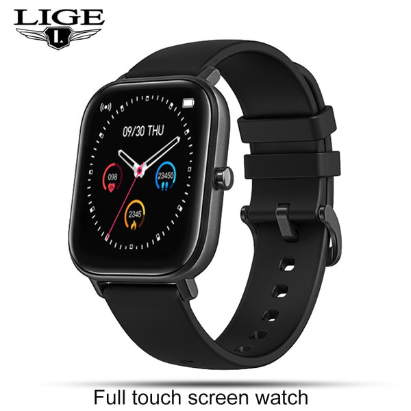 LIGE New Smart Watch Men 1.4 Inch Full Touch Screen Heart Rate Blood Pressure Multifunctional Smartwatch Supports 13 Languages-Smart watch