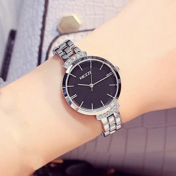 Kezzi Women Watches Casual Quartz Wristwatches Stainless Steel Watch Rhinestone Bracelet Watch-Women Watch