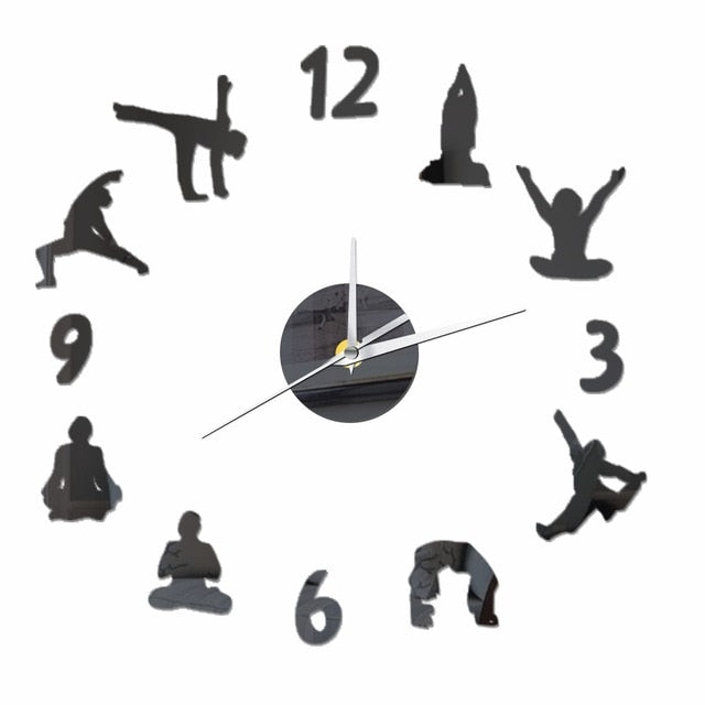 Yoga Figure Arabic Numbers DIY Wall Clock Modern Design Home Decor 3D Wall Clock Quartz Quiet Clock Decorative Wall Sticker-Wall clock