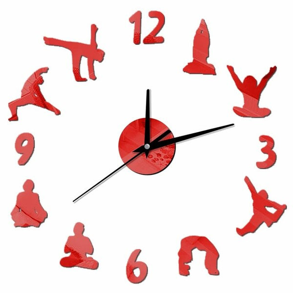 Yoga Figure Arabic Numbers DIY Wall Clock Modern Design Home Decor 3D Wall Clock Quartz Quiet Clock Decorative Wall Sticker-Wall clock