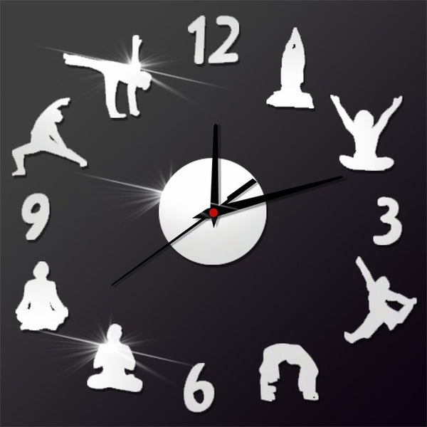 Yoga Figure Arabic Numbers DIY Wall Clock Modern Design Home Decor 3D Wall Clock Quartz Quiet Clock Decorative Wall Sticker-Wall clock