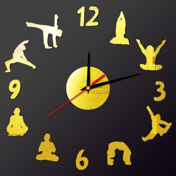 Yoga Figure Arabic Numbers DIY Wall Clock Modern Design Home Decor 3D Wall Clock Quartz Quiet Clock Decorative Wall Sticker-Wall clock