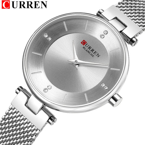 CURREN Womens Watches Slim Fashion Quartz Diamond Watch With Stainless Steel Mesh Strap 9031 Female Clock Relogio Feminino-Women Watch