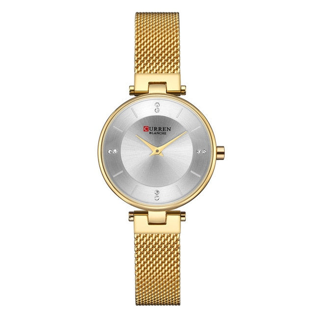 CURREN Womens Watches Slim Fashion Quartz Diamond Watch With Stainless Steel Mesh Strap 9031 Female Clock Relogio Feminino-Women Watch