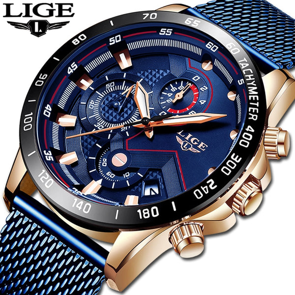 LIGE Official Store New Mens Watches Top Brand Luxury Waterproof Fashion WristWatch Quartz Clock Watch For Men Sport Chronograph-Men Watch